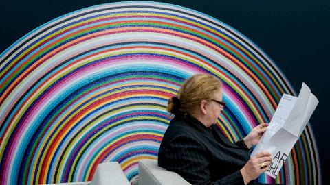 Farbige kreise, blick in den plan, ausruhen