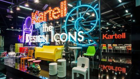 Knallige farben, kunststoffmöbel, design